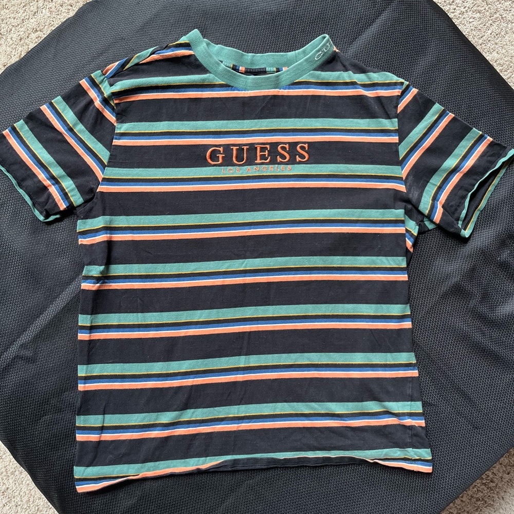 Guess Black, Green, Orange Striped Short Sleeve Tee